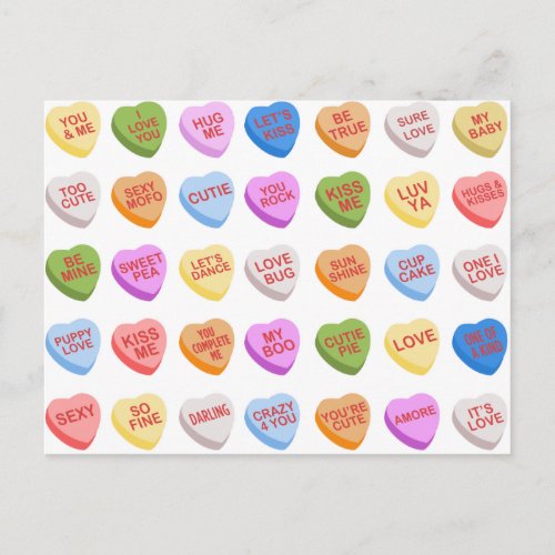 Candy Hearts Valentines Day Postcard