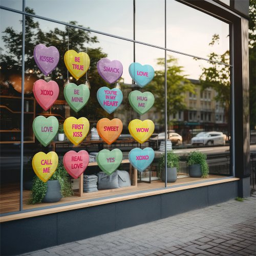 Candy Hearts Window Cling