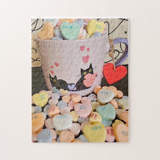 Candy Hearts with Cats Puzzle (Vertical)