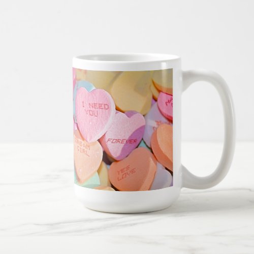 Candy Hearts with message mug