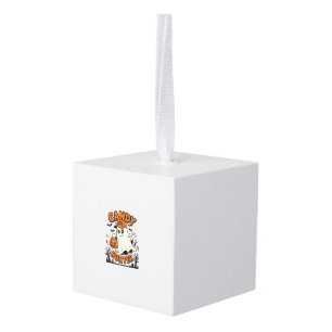 Candy Hunter Halloween Ghost Pumpkin Bucket_1 Cube Ornament
