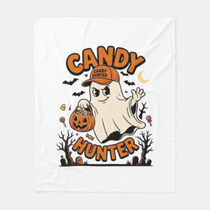 Candy Hunter Halloween Ghost Pumpkin Bucket_1 Fleece Blanket