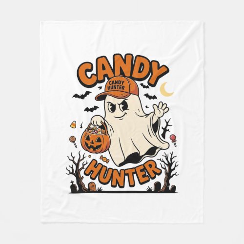Candy Hunter Halloween Ghost Pumpkin Bucket_1 Fleece Blanket