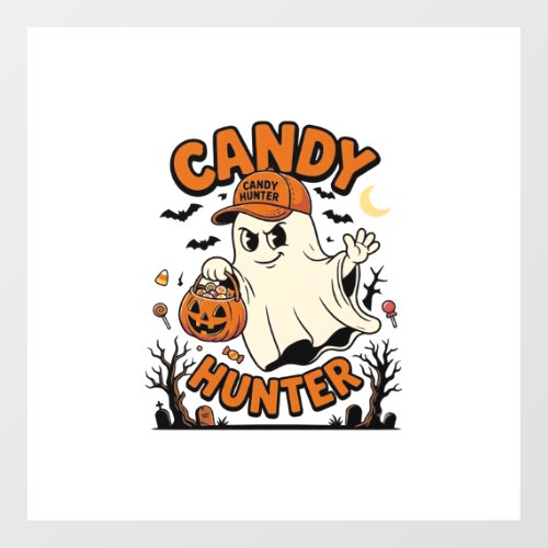 Candy Hunter Halloween Ghost Pumpkin Bucket_1 Floor Decals