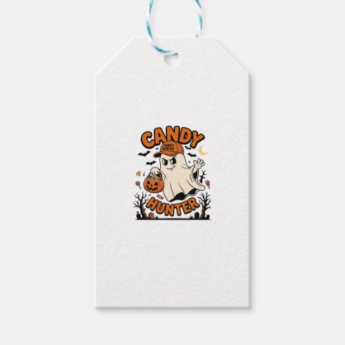 Candy Hunter Halloween Ghost Pumpkin Bucket_1 Gift Tags