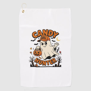 Candy Hunter Halloween Ghost Pumpkin Bucket_1 Golf Towel