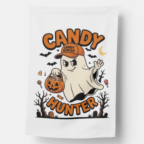 Candy Hunter Halloween Ghost Pumpkin Bucket_1 House Flag