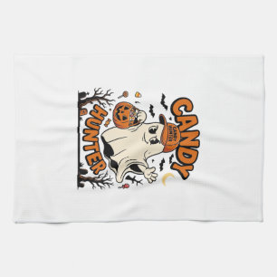 Candy Hunter Halloween Ghost Pumpkin Bucket_1 Kitchen Towel