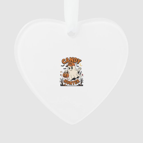 Candy Hunter Halloween Ghost Pumpkin Bucket_1 Ornament