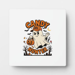 Candy Hunter Halloween Ghost Pumpkin Bucket_1 Plaque