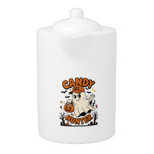 Candy Hunter Halloween Ghost Pumpkin Bucket_1 Teapot