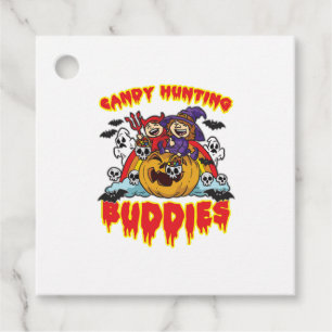 Candy Hunting Buddies Halloween Twin Costume Favor Tags
