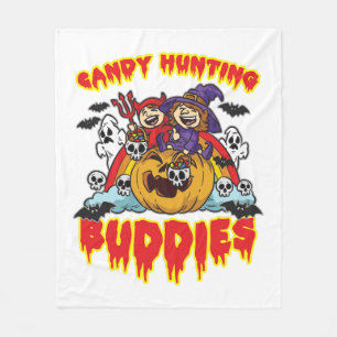 Candy Hunting Buddies Halloween Twin Costume Fleece Blanket