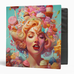Candy Ice Cream Girl Surreal Fantasy Art 3 Ring Binder