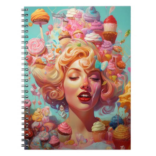 Candy Ice Cream Girl Surreal Fantasy Art Notebook