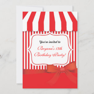Candy Ice Cream Parlor Shop Old Fashion Invitation