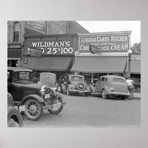 Candy  Ice Cream Shop 1938 Vintage Photo Poster