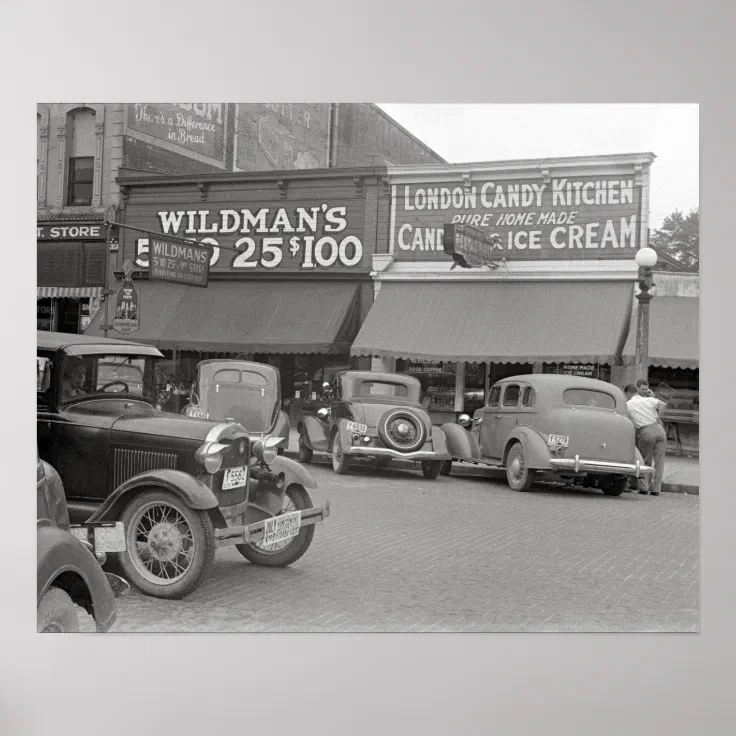 Candy & Ice Cream Shop, 1938. Vintage Photo Poster