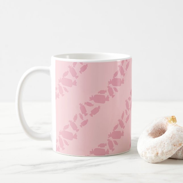  Candy Illustration Stripe Pattern Coffee Mug (With Donut)