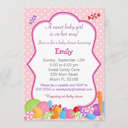 Candy Invitation Baby Girl Shower Pink