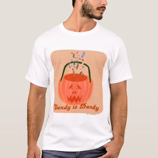 Candy is Dandy Fun Halloween Cartoon Slogan T-Shirt (Front)
