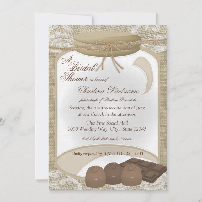 Candy Jar and Chocolates Bridal Shower Invitation (Front)