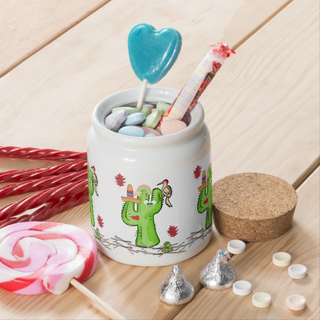 Candy Jar Cactus Bird Leaves  (In Situ)