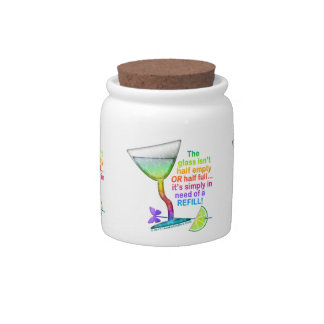 CANDY JAR, SNACK JAR - GLASS HALF FULL