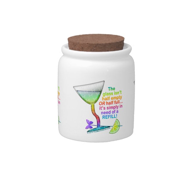 CANDY JAR, SNACK JAR - GLASS HALF FULL (Front)