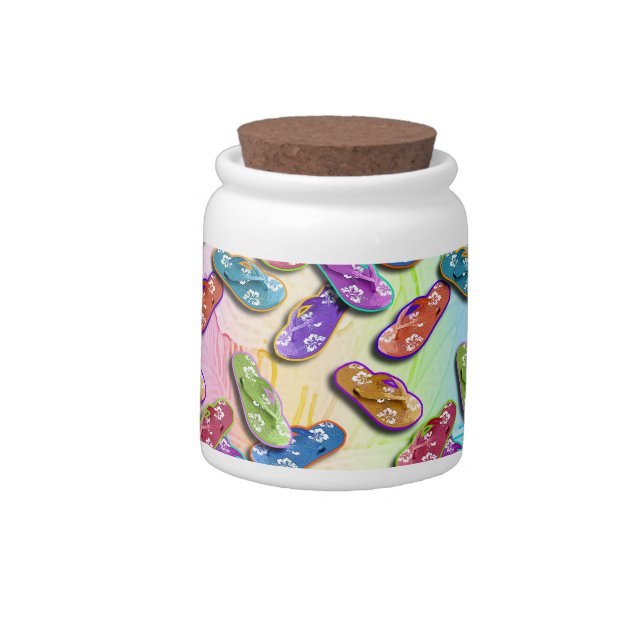 CANDY JAR, SNACK or PET TREAT JAR - FLIP FLOPS (Left)