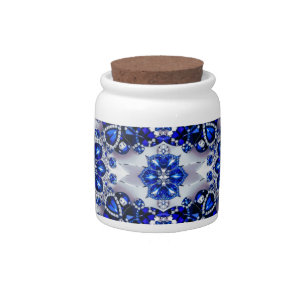 Candy Jar with Blue White Colors Design