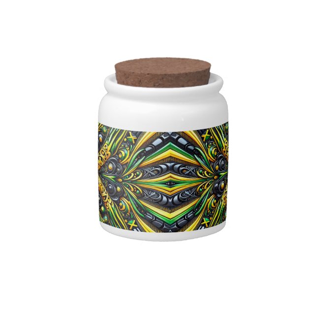 Candy Jar with Jamaican Colors Design (Front)