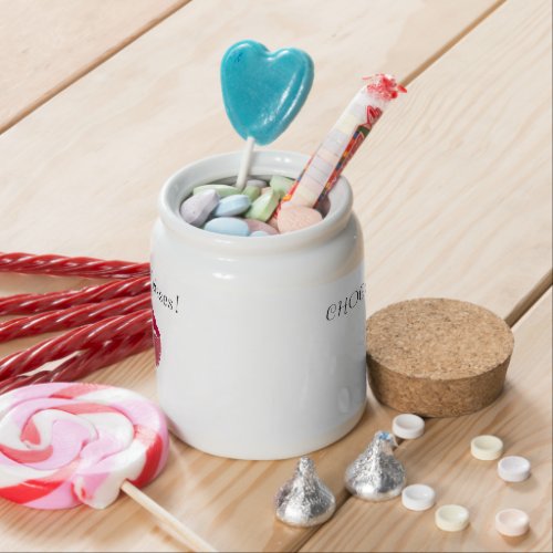 Candy Jar with Pink Mouths and Chocolate Kisses