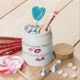 Candy Jar with Pink Mouths and Chocolate Kisses