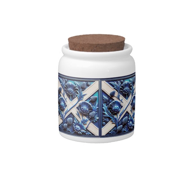 Candy Jar with Scottish Thistles Design (Front)