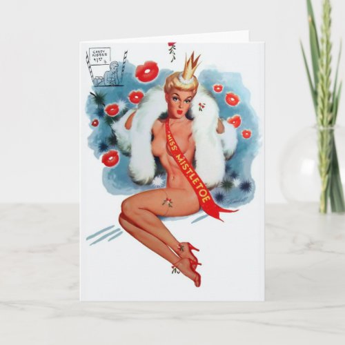 Candy Kisses  Vintage Pin up Girl Christmas  Card
