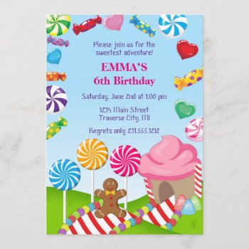 Candy Land Birthday Invitation by AnnounceIt at Zazzle