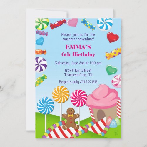 Candy Land Birthday Invitation