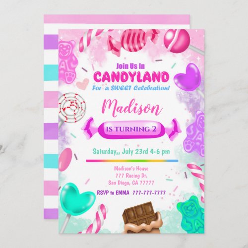 Candy Land Birthday Invitation