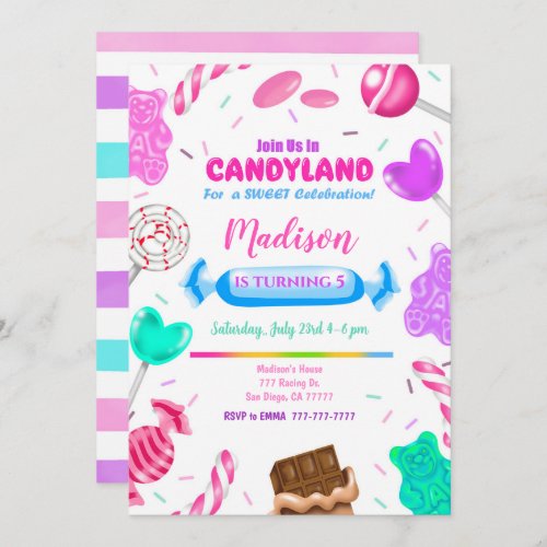 Candy Land Birthday Invitation