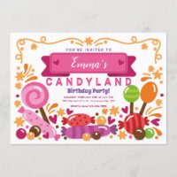 Candy Land Birthday Party Invitation