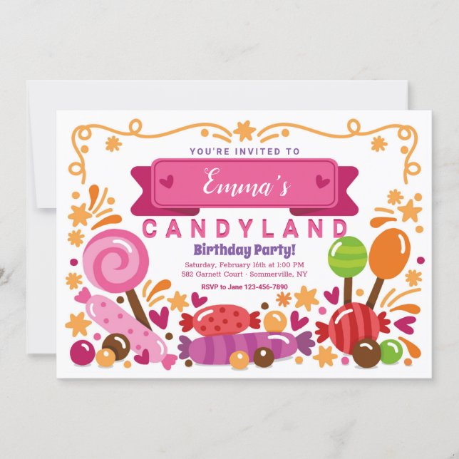 Candy Land Birthday Party Invitation (Front)
