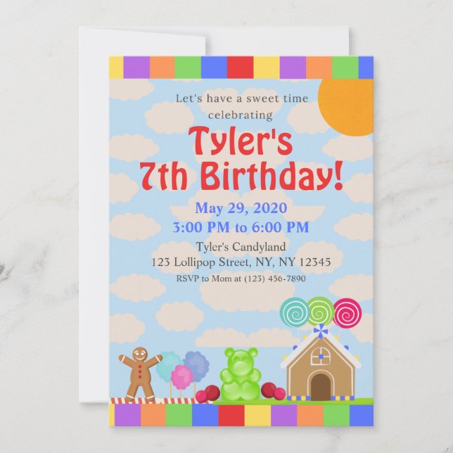 Candy Land Birthday Party Invitation (Front)