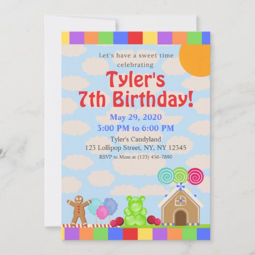 Candy Land Birthday Party Invitation