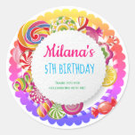 Candy Land Birthday Party Pastel Classic Round Sticker at Zazzle