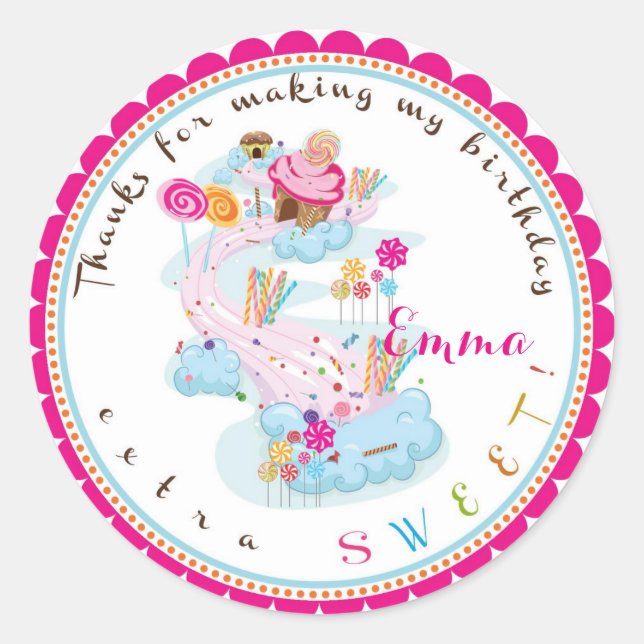 Candy land Birthday Stickers (Front)