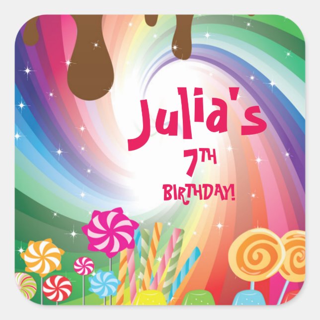 candy land birthday stickers (Front)
