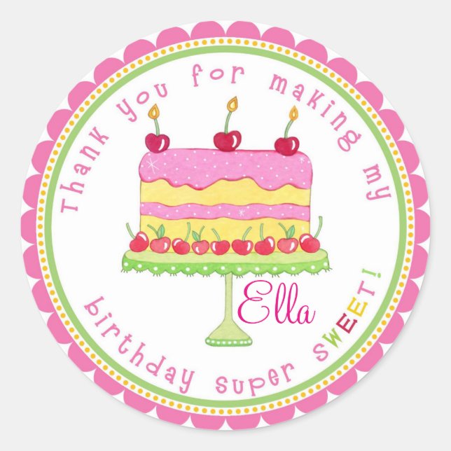Candy Land Cake Birthday Party Favor Stickers (Front)