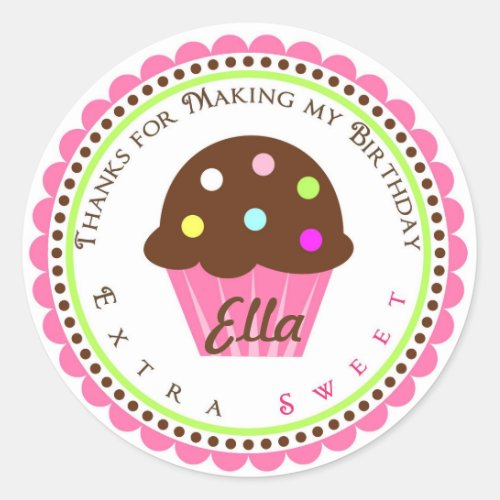 Candy Land Cupcake Birthday Party Favor Stickers