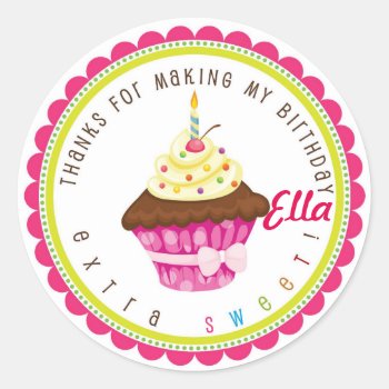 Candy Land Cupcake Birthday Party Favor Stickers by ThreeFoursDesign at Zazzle